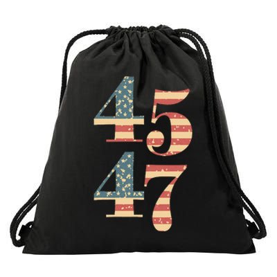 45 47 Trump 2024 Vintage Flag Support Trump 45 47 Wo Drawstring Bag