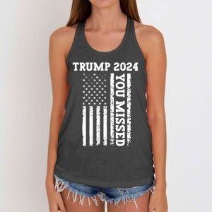 45 47 Trump 2024 American Flag Trump 2024 You Missed Women's Knotted Racerback Tank