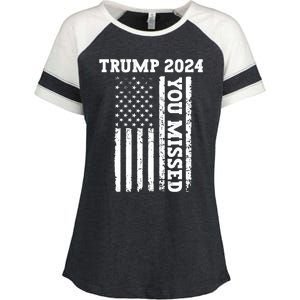 45 47 Trump 2024 American Flag Trump 2024 You Missed Enza Ladies Jersey Colorblock Tee