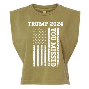 45 47 Trump 2024 American Flag Trump 2024 You Missed Garment-Dyed Women's Muscle Tee