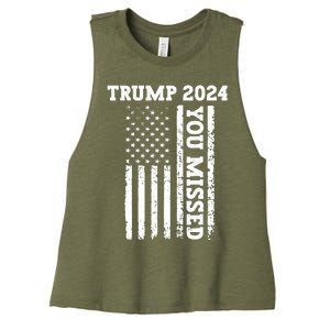 45 47 Trump 2024 American Flag Trump 2024 You Missed Women's Racerback Cropped Tank