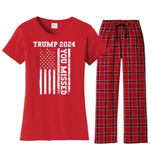 45 47 Trump 2024 American Flag Trump 2024 You Missed Women's Flannel Pajama Set