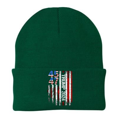 45 47 Trump 2024 American Flag Knit Cap Winter Beanie