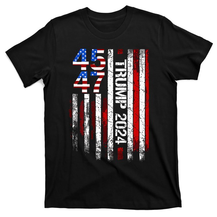 45 47 Trump 2024 American Flag T-Shirt