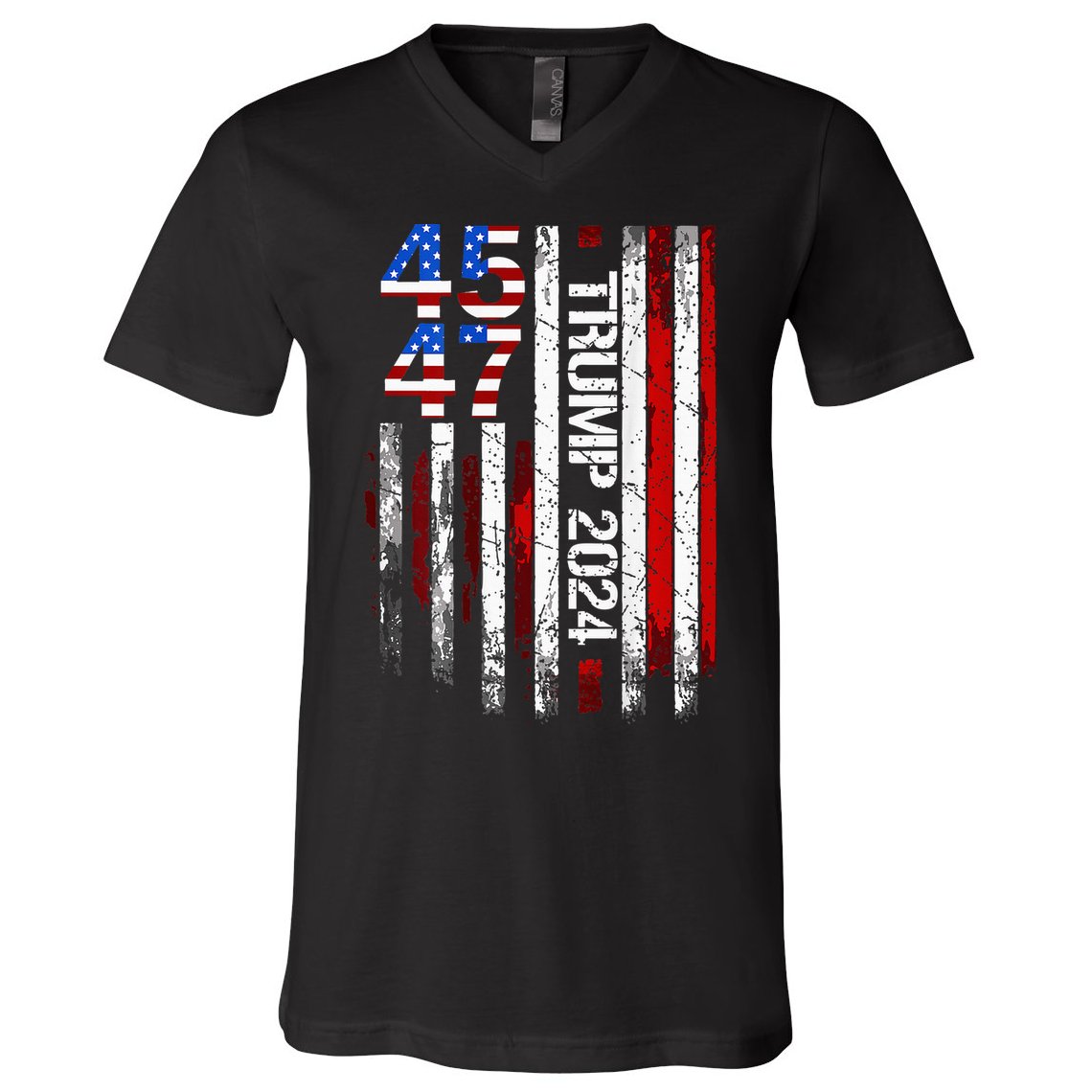45 47 Trump 2024 American Flag V-Neck T-Shirt