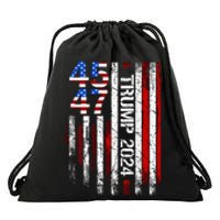 45 47 Trump 2024 American Flag Drawstring Bag