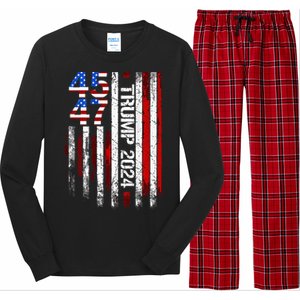 45 47 Trump 2024 American Flag Long Sleeve Pajama Set