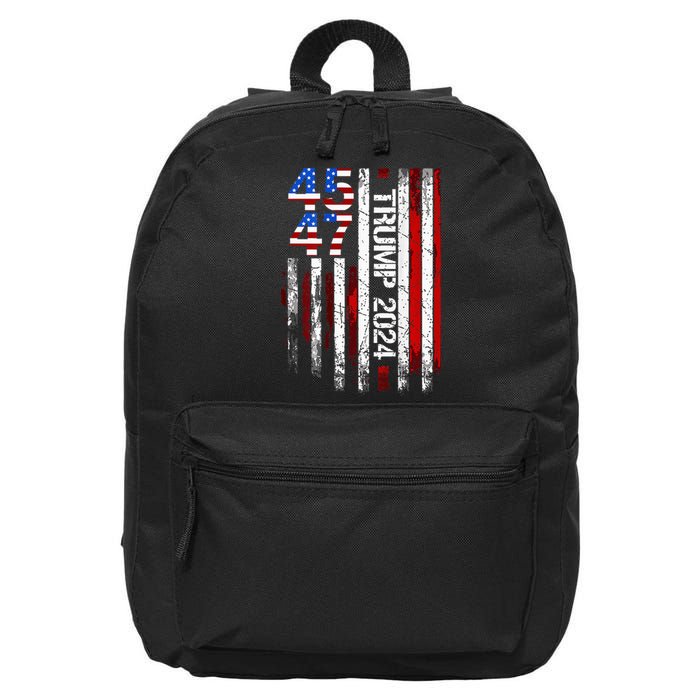 45 47 Trump 2024 American Flag 16 in Basic Backpack