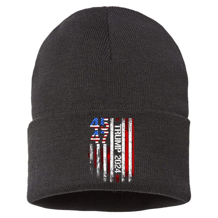 45 47 Trump 2024 American Flag Sustainable Knit Beanie