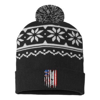 45 47 Trump 2024 American Flag USA-Made Snowflake Beanie