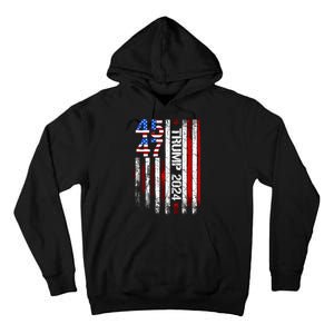 45 47 Trump 2024 American Flag Tall Hoodie