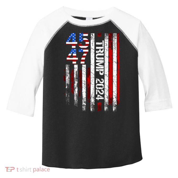 45 47 Trump 2024 American Flag Toddler Fine Jersey T-Shirt