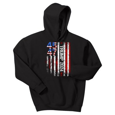 45 47 Trump 2024 American Flag Kids Hoodie