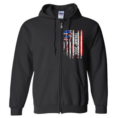 45 47 Trump 2024 American Flag Full Zip Hoodie