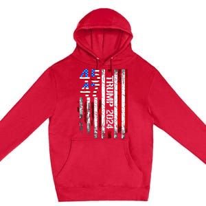 45 47 Trump 2024 American Flag Premium Pullover Hoodie