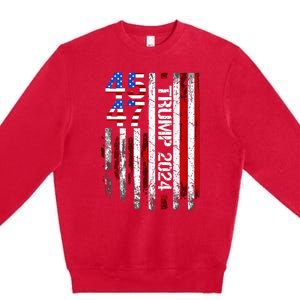 45 47 Trump 2024 American Flag Premium Crewneck Sweatshirt