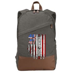 45 47 Trump 2024 American Flag Cotton Canvas Backpack