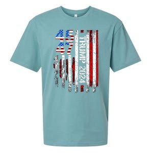 45 47 Trump 2024 American Flag Sueded Cloud Jersey T-Shirt