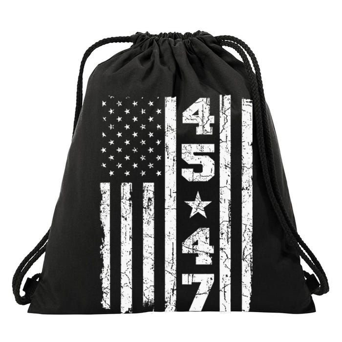 45 47 Trump Vintage Usa Flag 2024 President Election Politic Drawstring Bag