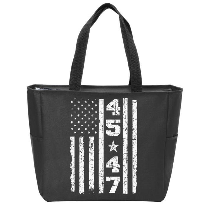 45 47 Trump Vintage Usa Flag 2024 President Election Politic Zip Tote Bag