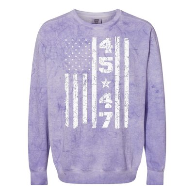 45 47 Trump Vintage Usa Flag 2024 President Election Politic Colorblast Crewneck Sweatshirt