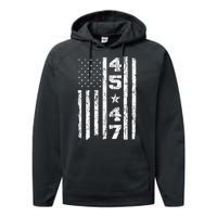 45 47 Trump Vintage Usa Flag 2024 President Election Politic Performance Fleece Hoodie