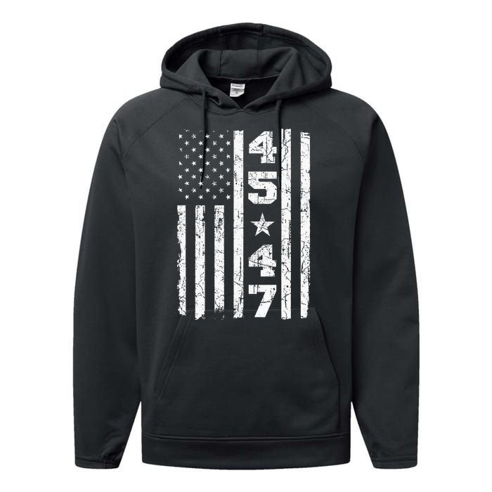 45 47 Trump Vintage Usa Flag 2024 President Election Politic Performance Fleece Hoodie