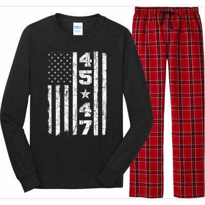 45 47 Trump Vintage Usa Flag 2024 President Election Politic Long Sleeve Pajama Set