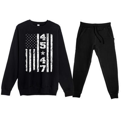 45 47 Trump Vintage Usa Flag 2024 President Election Politic Premium Crewneck Sweatsuit Set