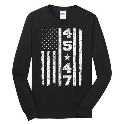 45 47 Trump Vintage Usa Flag 2024 President Election Politic Tall Long Sleeve T-Shirt