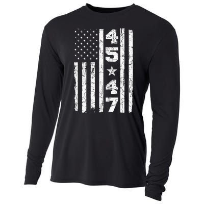 45 47 Trump Vintage Usa Flag 2024 President Election Politic Cooling Performance Long Sleeve Crew