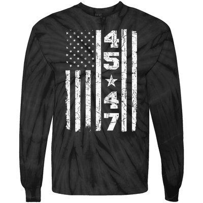 45 47 Trump Vintage Usa Flag 2024 President Election Politic Tie-Dye Long Sleeve Shirt