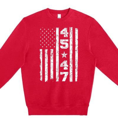 45 47 Trump Vintage Usa Flag 2024 President Election Politic Premium Crewneck Sweatshirt