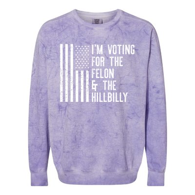 45 > 46 Trump Greater Than Joe Biden IM Voting For The Felon The Hillbilly 2024 Colorblast Crewneck Sweatshirt