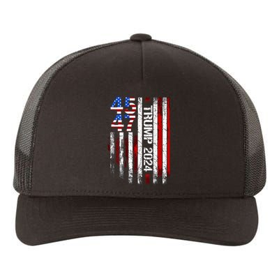 45 47 Trump 2024 American Flag Yupoong Adult 5-Panel Trucker Hat