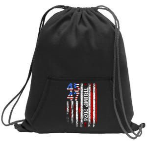 45 47 Trump 2024 American Flag Sweatshirt Cinch Pack Bag