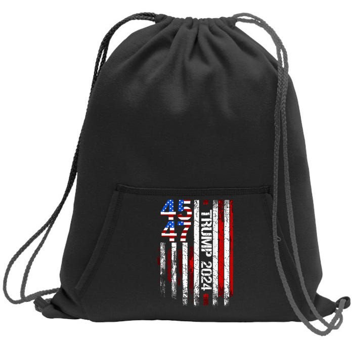 45 47 Trump 2024 American Flag Sweatshirt Cinch Pack Bag