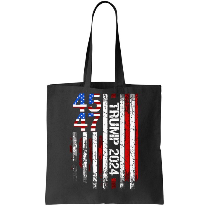 45 47 Trump 2024 American Flag Tote Bag