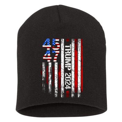 45 47 Trump 2024 American Flag Short Acrylic Beanie