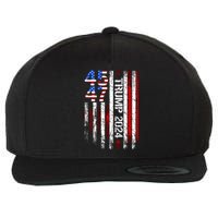 45 47 Trump 2024 American Flag Wool Snapback Cap