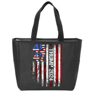 45 47 Trump 2024 American Flag Zip Tote Bag