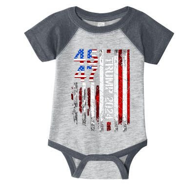 45 47 Trump 2024 American Flag Infant Baby Jersey Bodysuit