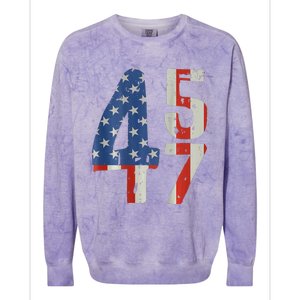 45 47 Trump 2024 American Flag (On Back) Colorblast Crewneck Sweatshirt