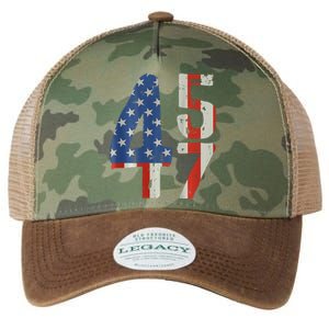 45 47 Trump 2024 American Flag (On Back) Legacy Tie Dye Trucker Hat