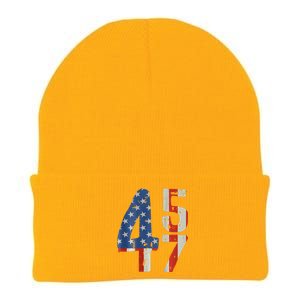 45 47 Trump 2024 American Flag (On Back) Knit Cap Winter Beanie