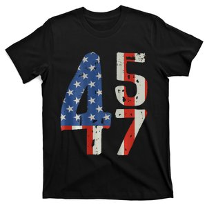 45 47 Trump 2024 American Flag (On Back) T-Shirt