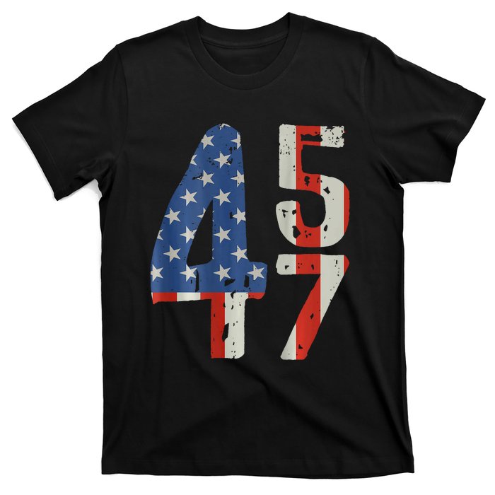 45 47 Trump 2024 American Flag (On Back) T-Shirt