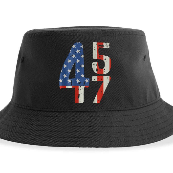 45 47 Trump 2024 American Flag (On Back) Sustainable Bucket Hat