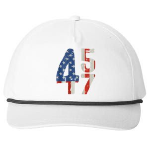 45 47 Trump 2024 American Flag (On Back) Snapback Five-Panel Rope Hat