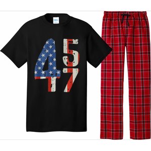 45 47 Trump 2024 American Flag (On Back) Pajama Set